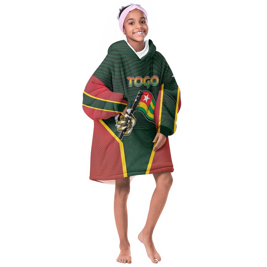 Personalized Togo Kid Wearable Blanket Hoodie Lion Claw Flag Sport Style - African Pride