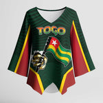 Personalized Togo Kimono Sleeve Blouse Lion Claw Flag Sport Style - African Pride