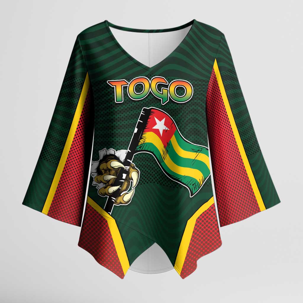 Personalized Togo Kimono Sleeve Blouse Lion Claw Flag Sport Style - African Pride