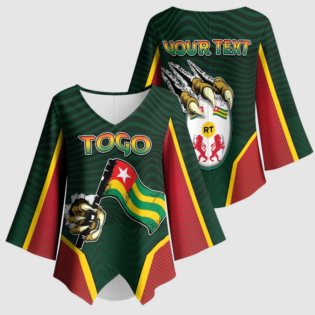 Personalized Togo Kimono Sleeve Blouse Lion Claw Flag Sport Style - African Pride
