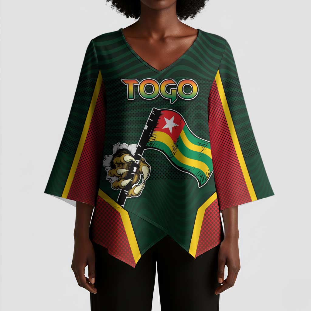 Personalized Togo Kimono Sleeve Blouse Lion Claw Flag Sport Style - African Pride