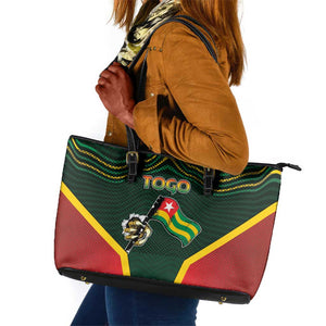 Togo Leather Tote Bag Lion Claw Flag Sport Style - African Pride