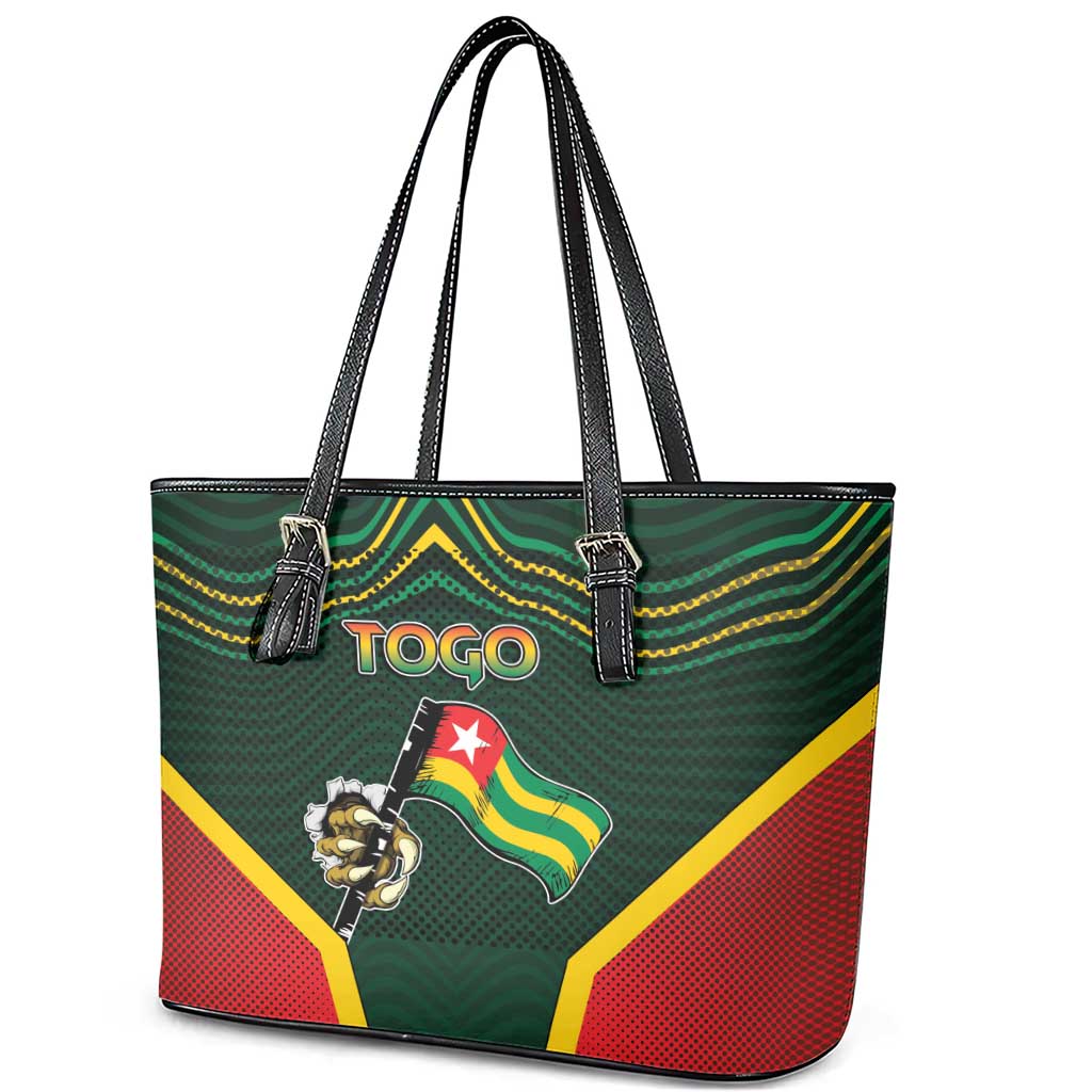 Togo Leather Tote Bag Lion Claw Flag Sport Style - African Pride