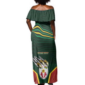 Personalized Togo Off Shoulder Maxi Dress Lion Claw Flag Sport Style - African Pride