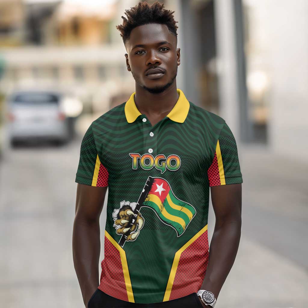 Personalized Togo Polo Shirt Lion Claw Flag Sport Style - African Pride