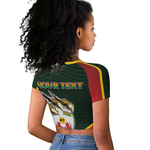 Personalized Togo Raglan Cropped T shirt Lion Claw Flag Sport Style - African Pride