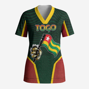Personalized Togo Scrub Top Lion Claw Flag Sport Style - African Pride