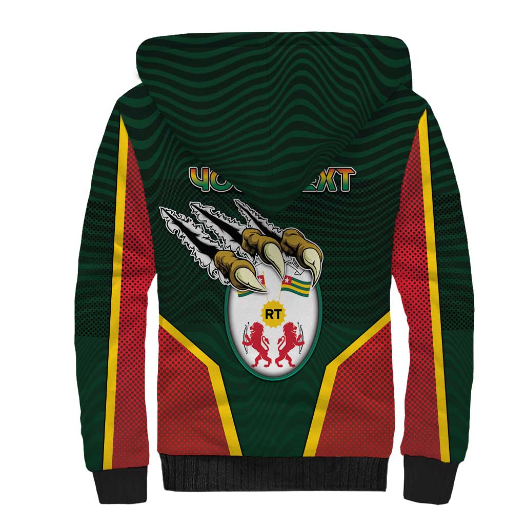 Personalized Togo Sherpa Hoodie Lion Claw Flag Sport Style - African Pride