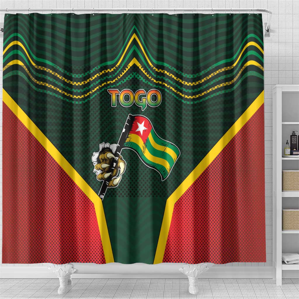 Togo Shower Curtain Lion Claw Flag Sport Style - African Pride