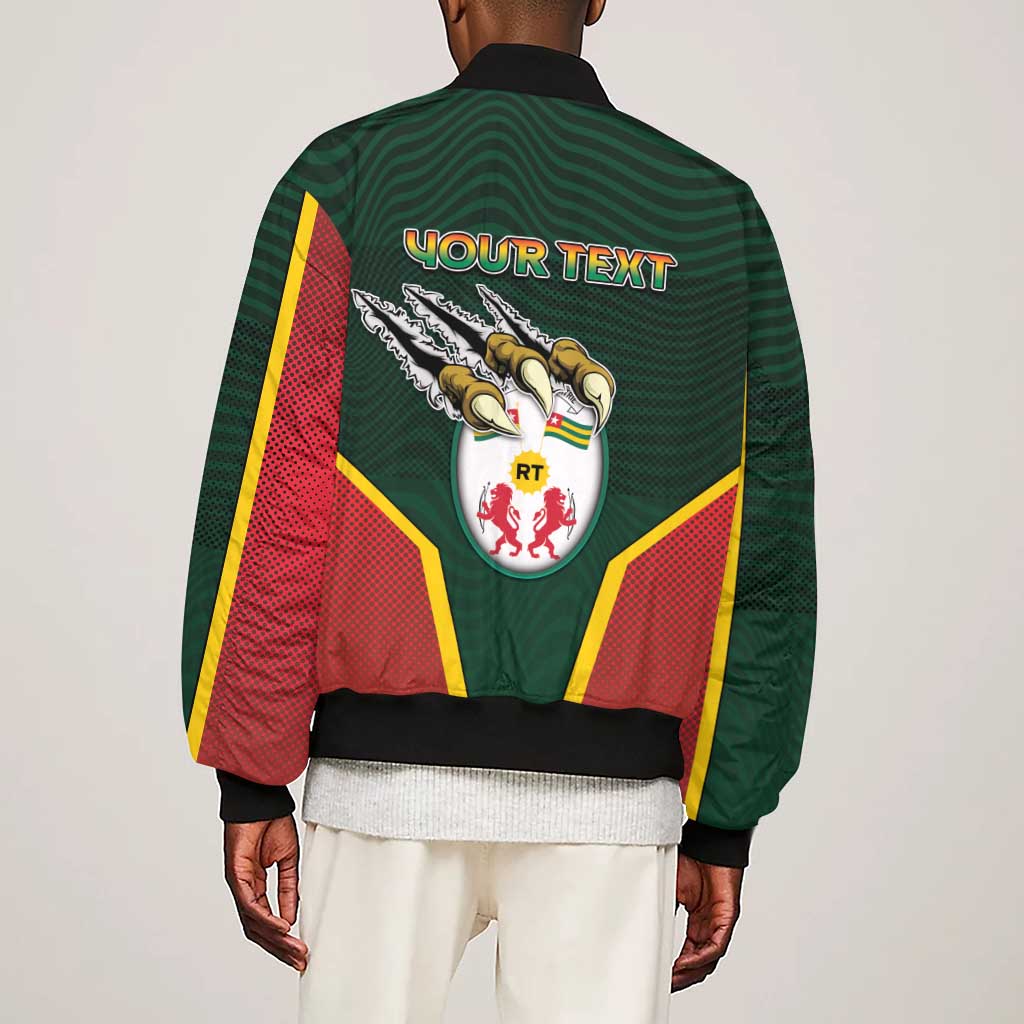 Personalized Togo Sleeve Zip Bomber Jacket Lion Claw Flag Sport Style - African Pride
