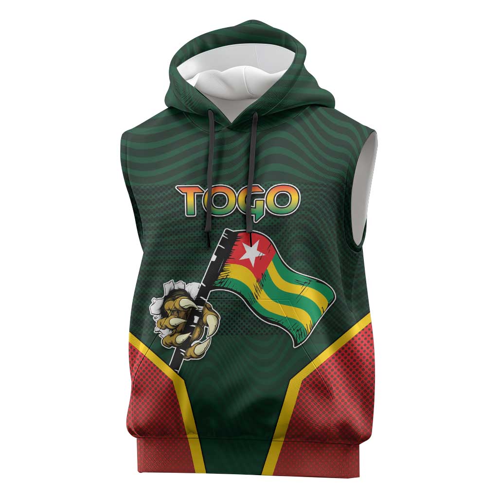 Personalized Togo Sleeveless Hoodie Lion Claw Flag Sport Style - African Pride