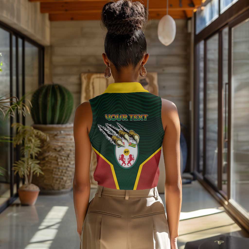 Personalized Togo Women Sleeveless Polo Shirt Lion Claw Flag Sport Style - African Pride