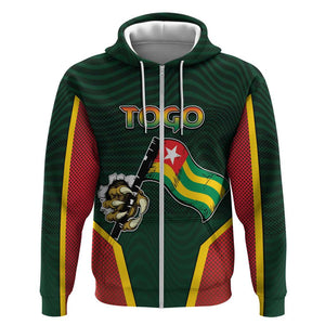 Personalized Togo Zip Hoodie Lion Claw Flag Sport Style - African Pride