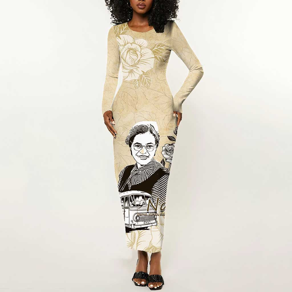 Nah Rosa Parks African Long Sleeve Bodycon Dress Black Women History - African Pride