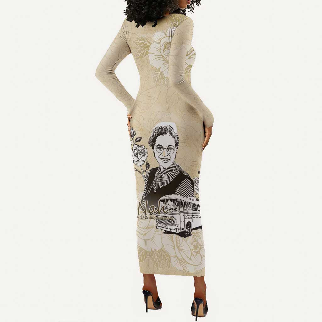 Nah Rosa Parks African Long Sleeve Bodycon Dress Black Women History - African Pride