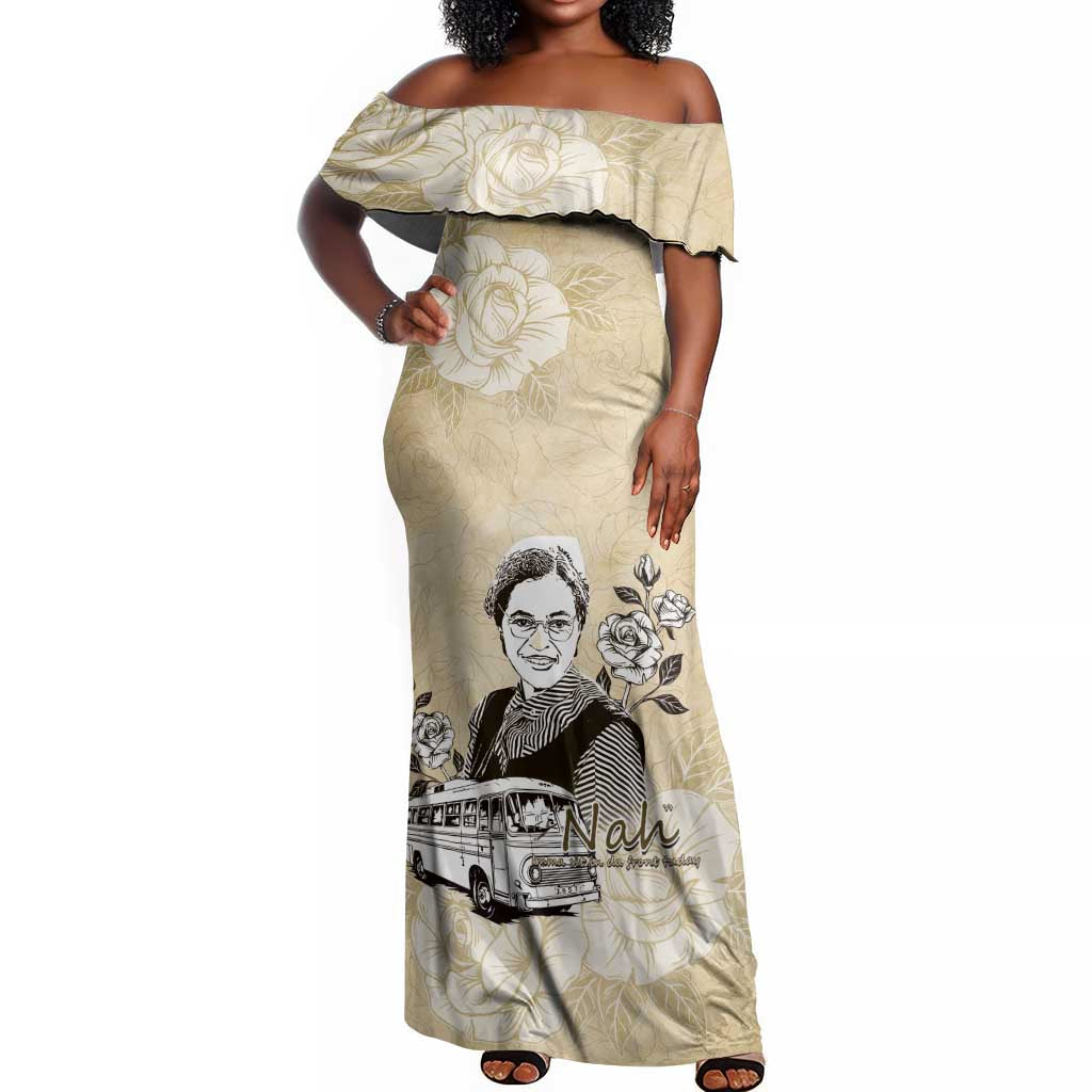 Nah Rosa Parks African Off Shoulder Maxi Dress Black Women History - African Pride