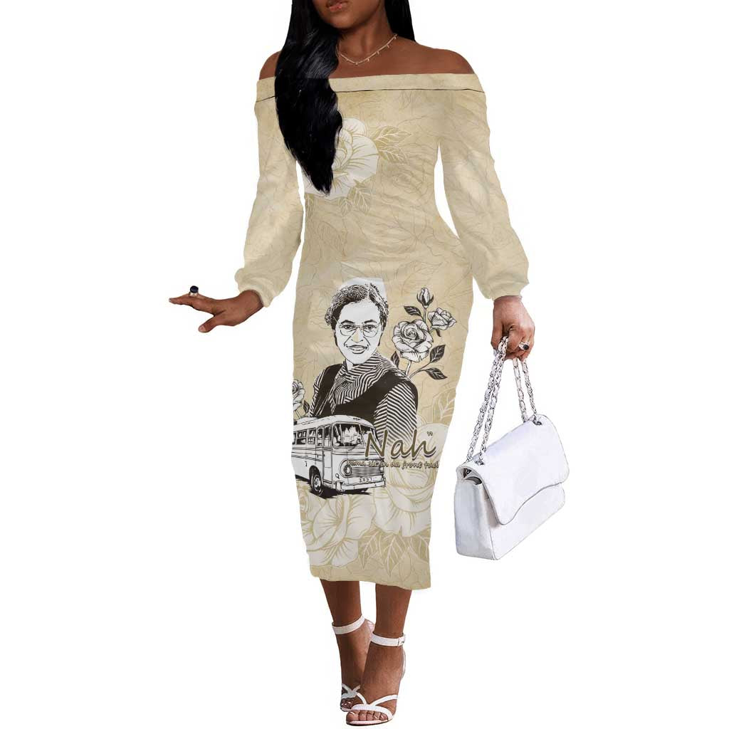 Nah Rosa Parks African Off The Shoulder Long Sleeve Dress Black Women History - African Pride