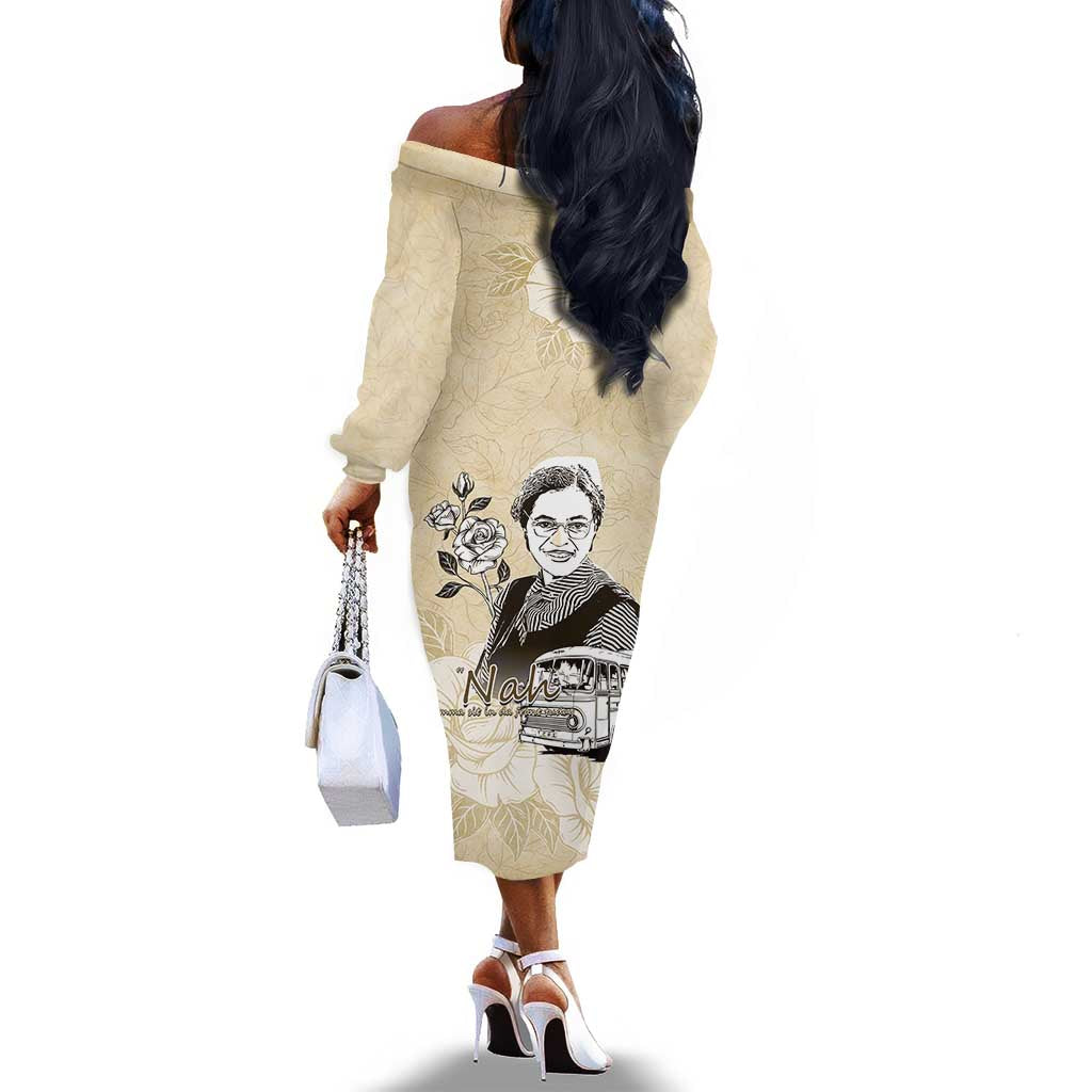 Nah Rosa Parks African Off The Shoulder Long Sleeve Dress Black Women History - African Pride