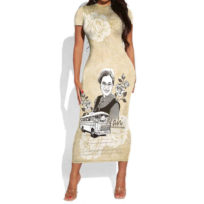 Nah Rosa Parks African Short Sleeve Bodycon Dress Black Women History - African Pride