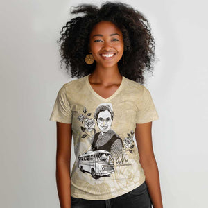 Nah Rosa Parks African Women V-Neck T-Shirt Black Women History - African Pride