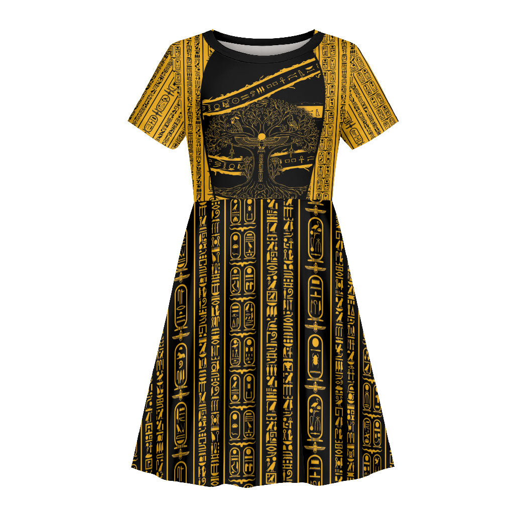 Egypt Tree Of Life Kid Short Sleeve Dress The Fig In Ancient Egyptian