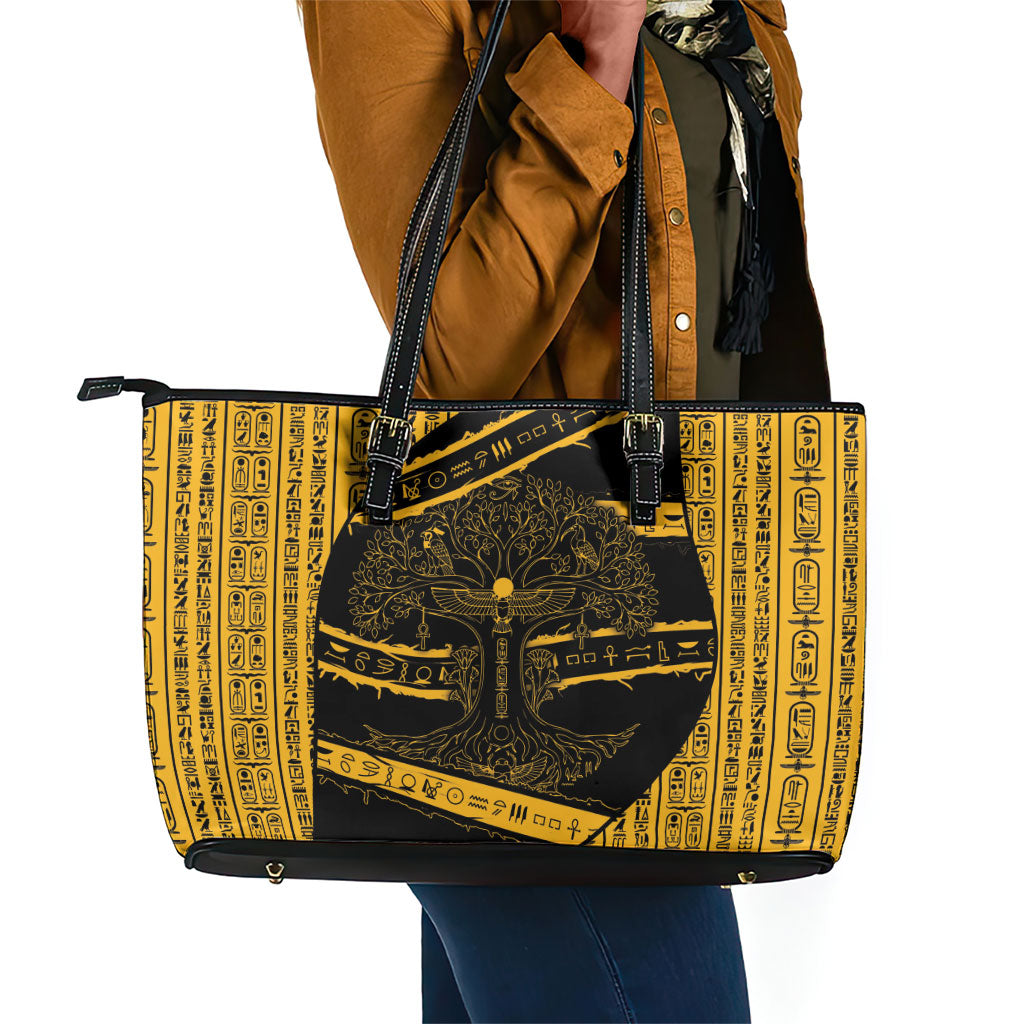 Egypt Tree Of Life Leather Tote Bag The Fig In Ancient Egyptian