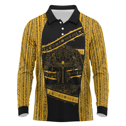 Egypt Tree Of Life Long Sleeve Polo Shirt The Fig In Ancient Egyptian