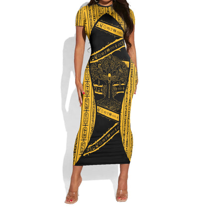 Egypt Tree Of Life Short Sleeve Bodycon Dress The Fig In Ancient Egyptian