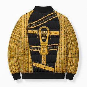 Egypt Sistrum Bomber Puffer Jacket Ancient Mythology Sacred Rattling Instrument