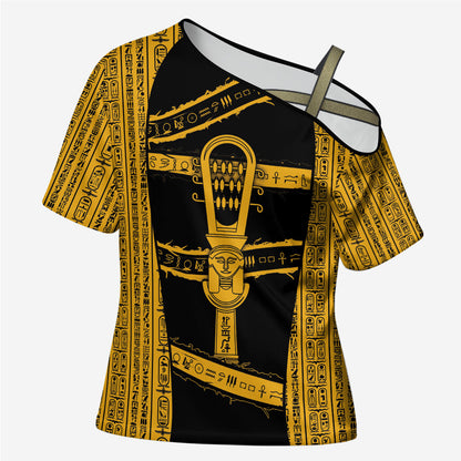 Egypt Sistrum Cross Shoulder Shirt Ancient Mythology Sacred Rattling Instrument
