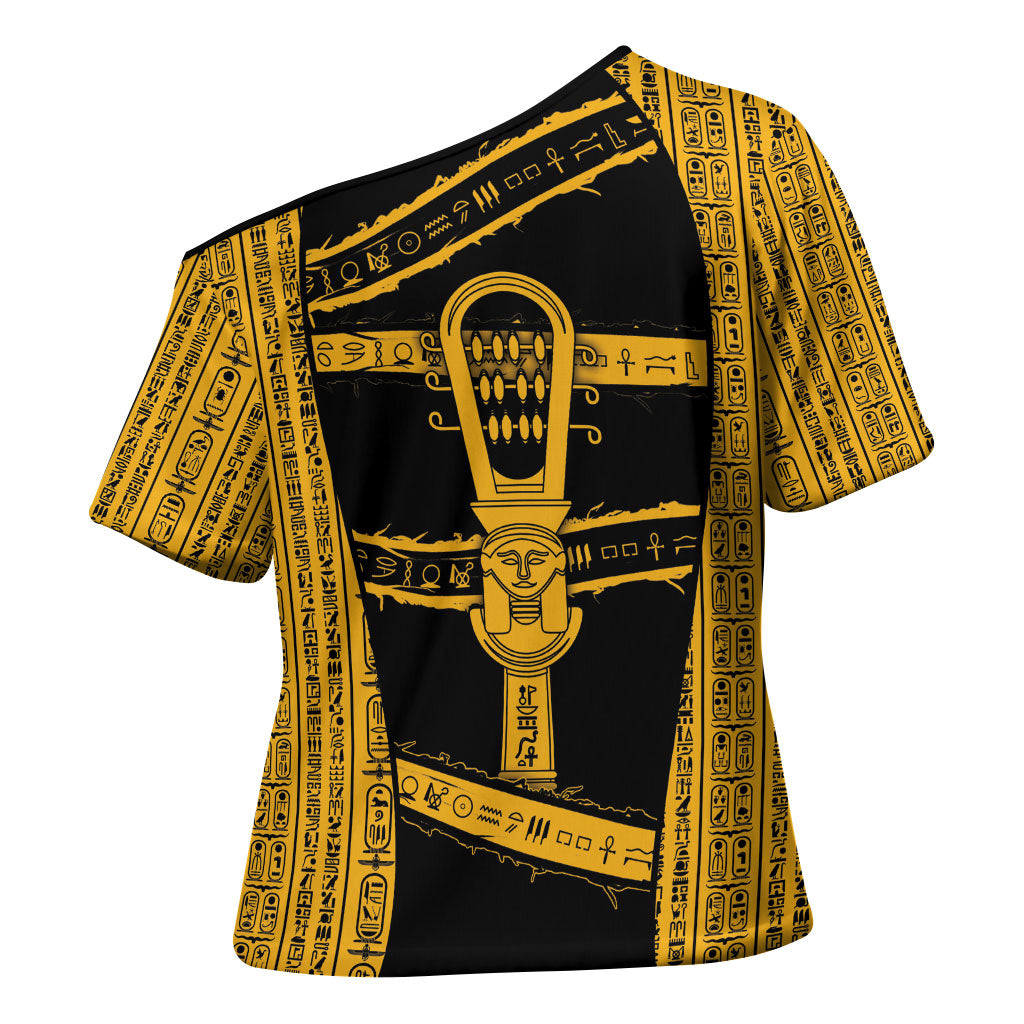 Egypt Sistrum Cross Shoulder Shirt Ancient Mythology Sacred Rattling Instrument