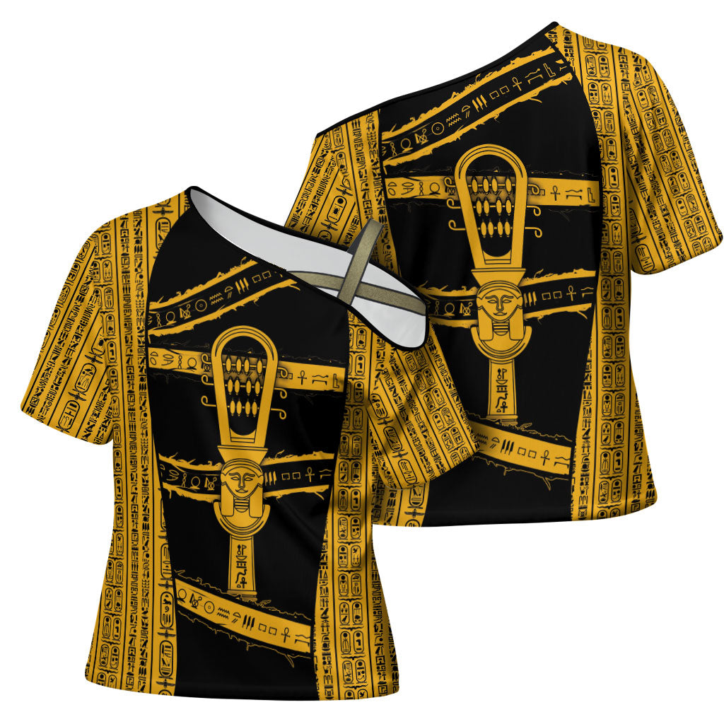 Egypt Sistrum Cross Shoulder Shirt Ancient Mythology Sacred Rattling Instrument