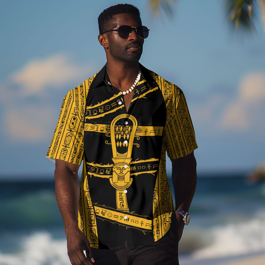 Egypt Sistrum Hawaiian Shirt Ancient Mythology Sacred Rattling Instrument
