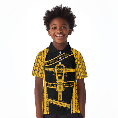 Egypt Sistrum Kid Polo Shirt Ancient Mythology Sacred Rattling Instrument