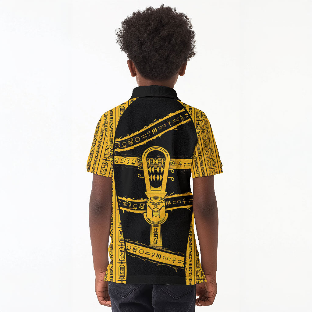 Egypt Sistrum Kid Polo Shirt Ancient Mythology Sacred Rattling Instrument