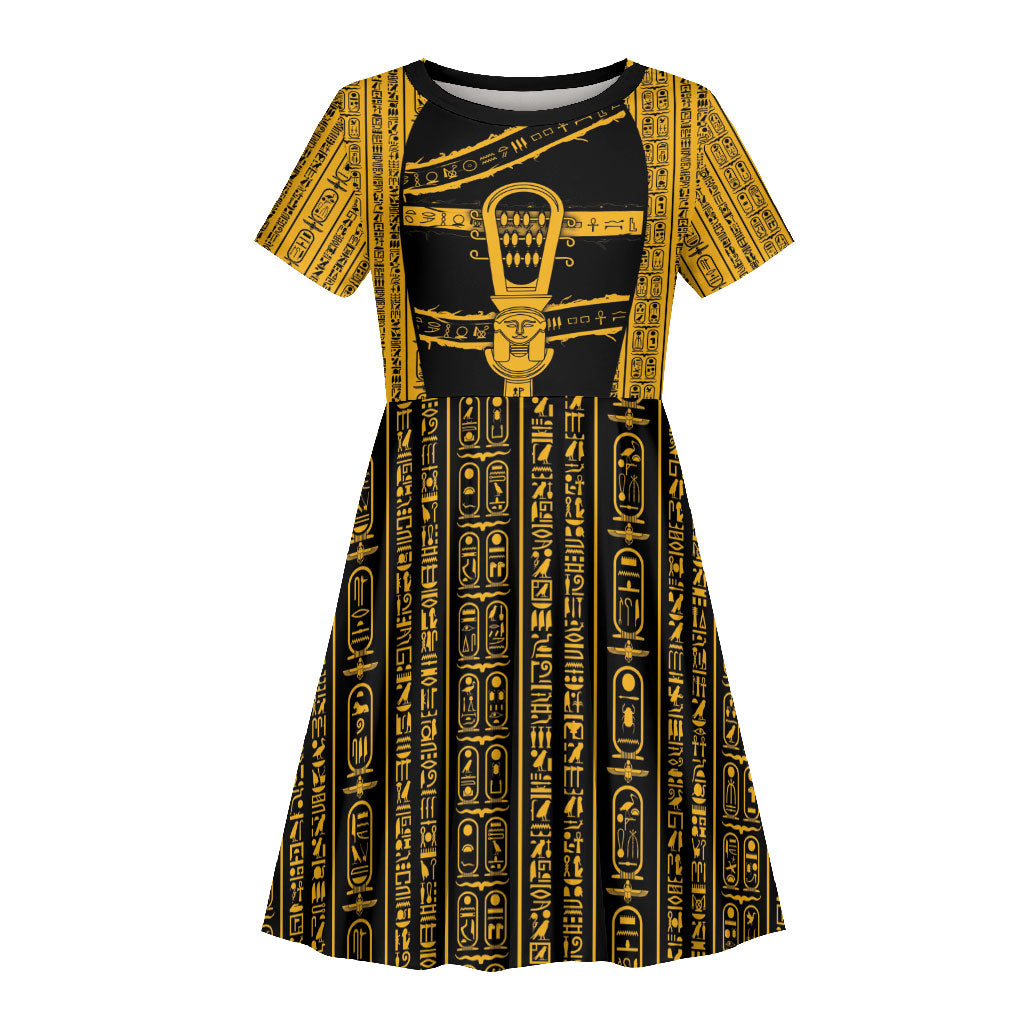 Egypt Sistrum Kid Short Sleeve Dress Ancient Mythology Sacred Rattling Instrument