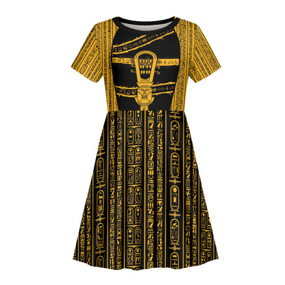 Egypt Sistrum Kid Short Sleeve Dress Ancient Mythology Sacred Rattling Instrument