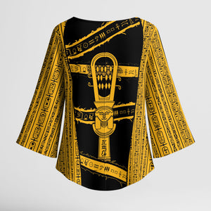 Egypt Sistrum Kimono Sleeve Blouse Ancient Mythology Sacred Rattling Instrument