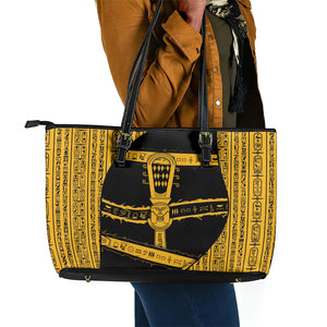 Egypt Sistrum Leather Tote Bag Ancient Mythology Sacred Rattling Instrument