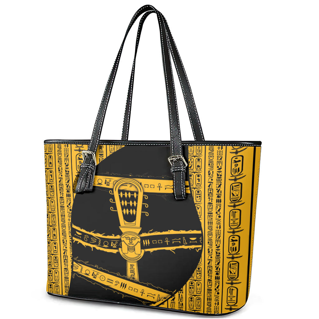Egypt Sistrum Leather Tote Bag Ancient Mythology Sacred Rattling Instrument