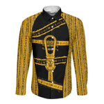 Egypt Sistrum Long Sleeve Button Shirt Ancient Mythology Sacred Rattling Instrument