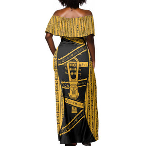 Egypt Sistrum Off Shoulder Maxi Dress Ancient Mythology Sacred Rattling Instrument