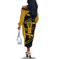 Egypt Sistrum Off The Shoulder Long Sleeve Dress Ancient Mythology Sacred Rattling Instrument