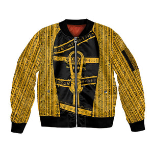 Egypt Sistrum Sleeve Zip Bomber Jacket Ancient Mythology Sacred Rattling Instrument