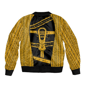 Egypt Sistrum Sleeve Zip Bomber Jacket Ancient Mythology Sacred Rattling Instrument