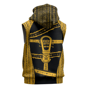 Egypt Sistrum Sleeveless Zip Hoodie Ancient Mythology Sacred Rattling Instrument