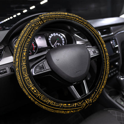 Egypt Sistrum Steering Wheel Cover Ancient Mythology Sacred Rattling Instrument
