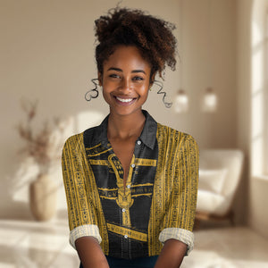 Egypt Sistrum Women Casual Shirt Ancient Mythology Sacred Rattling Instrument