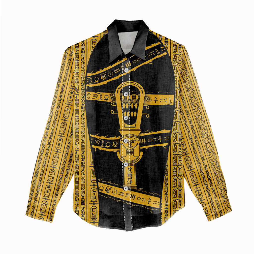 Egypt Sistrum Women Casual Shirt Ancient Mythology Sacred Rattling Instrument