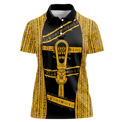 Egypt Sistrum Women Polo Shirt Ancient Mythology Sacred Rattling Instrument